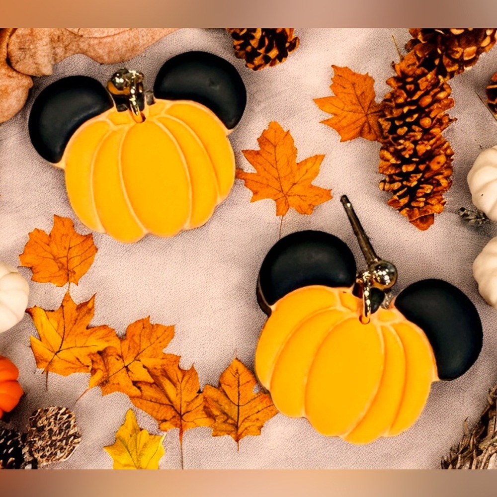 Mickey Mouse Pumpkin Polymer Clay Dangle Earrings